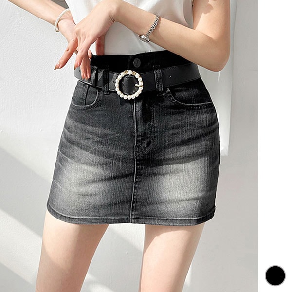 スカート レディース ボトムス デニム 台形 ミニ ショート丈 ハイウエスト タイト インナーパンツ付き カジュアル おしゃれ ジーンズ 韓国 to27270