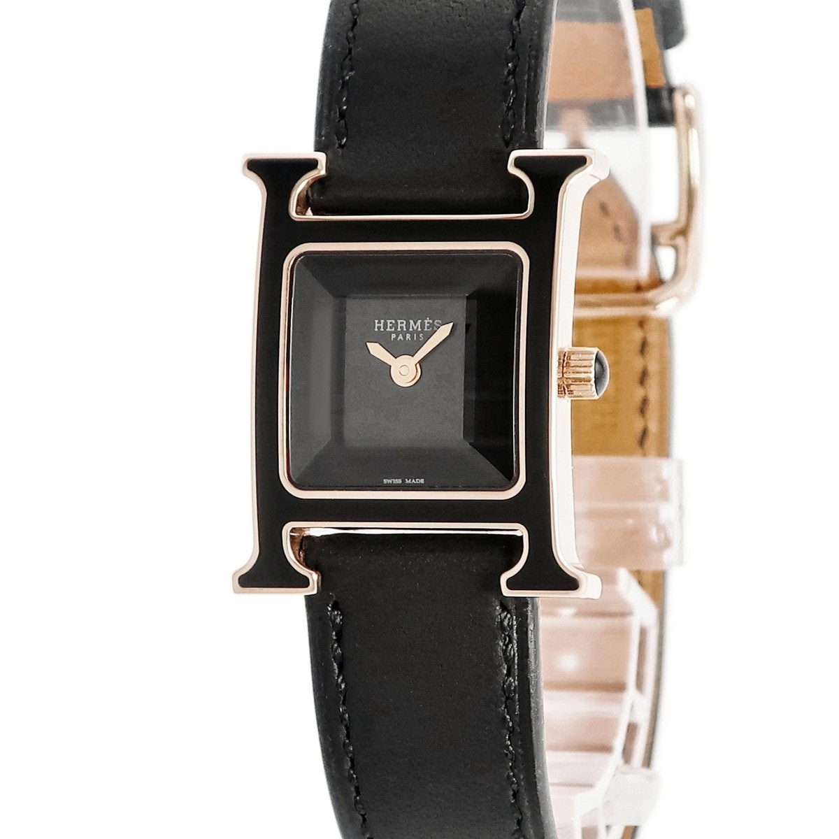 Hウォッチ PM HH1.270b クオーツ レディース 新品同様 K18PG無垢 ピンクゴールド H型 ブラック 黒 3年保証 242,179円