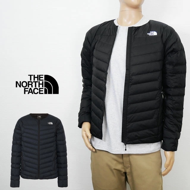 ザ・ノース・フェイス ダウン メンズ サンダーラウンドネックジャケット はっ水 コート 長袖 アウター 上着 防寒 アパレル 中綿 軽量 NY82313 ブラック 黒 アーバンネイビー ウェア 服