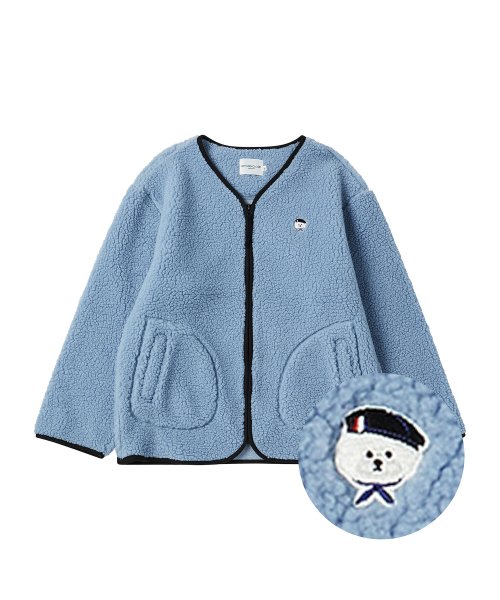 NEW PARISIAN ECO FUR ZIP UP JUMPER BLUE