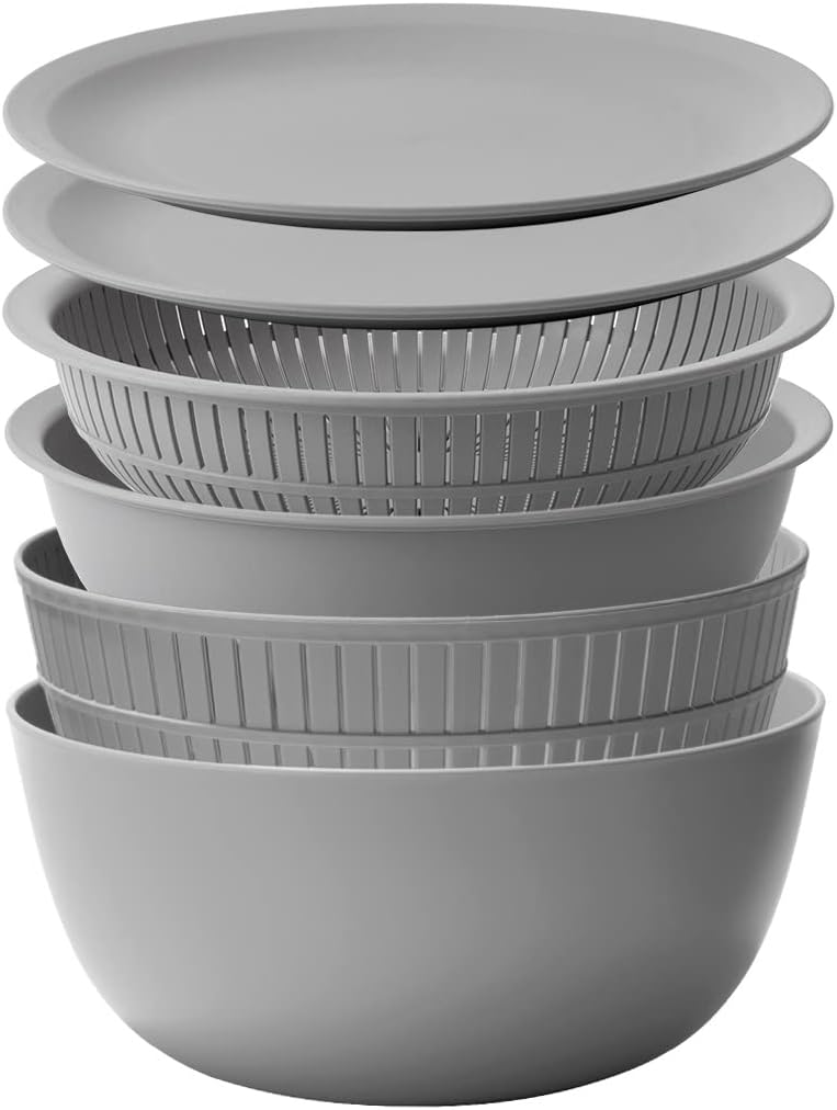 ライクイット like-it ざる ボウル 電子レンジ対応 Colander&Bowl 米とぎにも使える ザルとボール グレー 6点セット 日本製 水切り 湯切り可能 耐熱ボウル