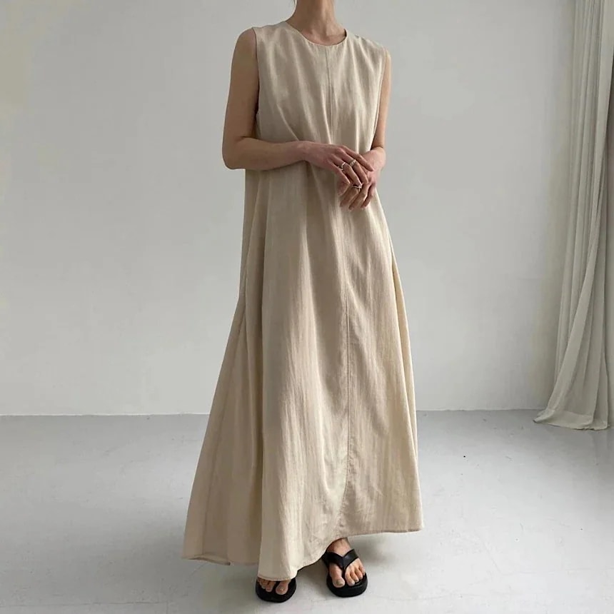 ワンピース キャミソールワンピースシンプルノースリーブワンピース 韓国ファッション 気質 リゾート ロングワンピース