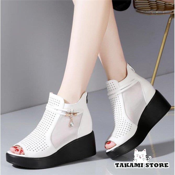 ブーツサンダル レディース サンダル メッシュ サマー 通気 オープントウシューズ 夏 ブーツ シューズ 痛くない