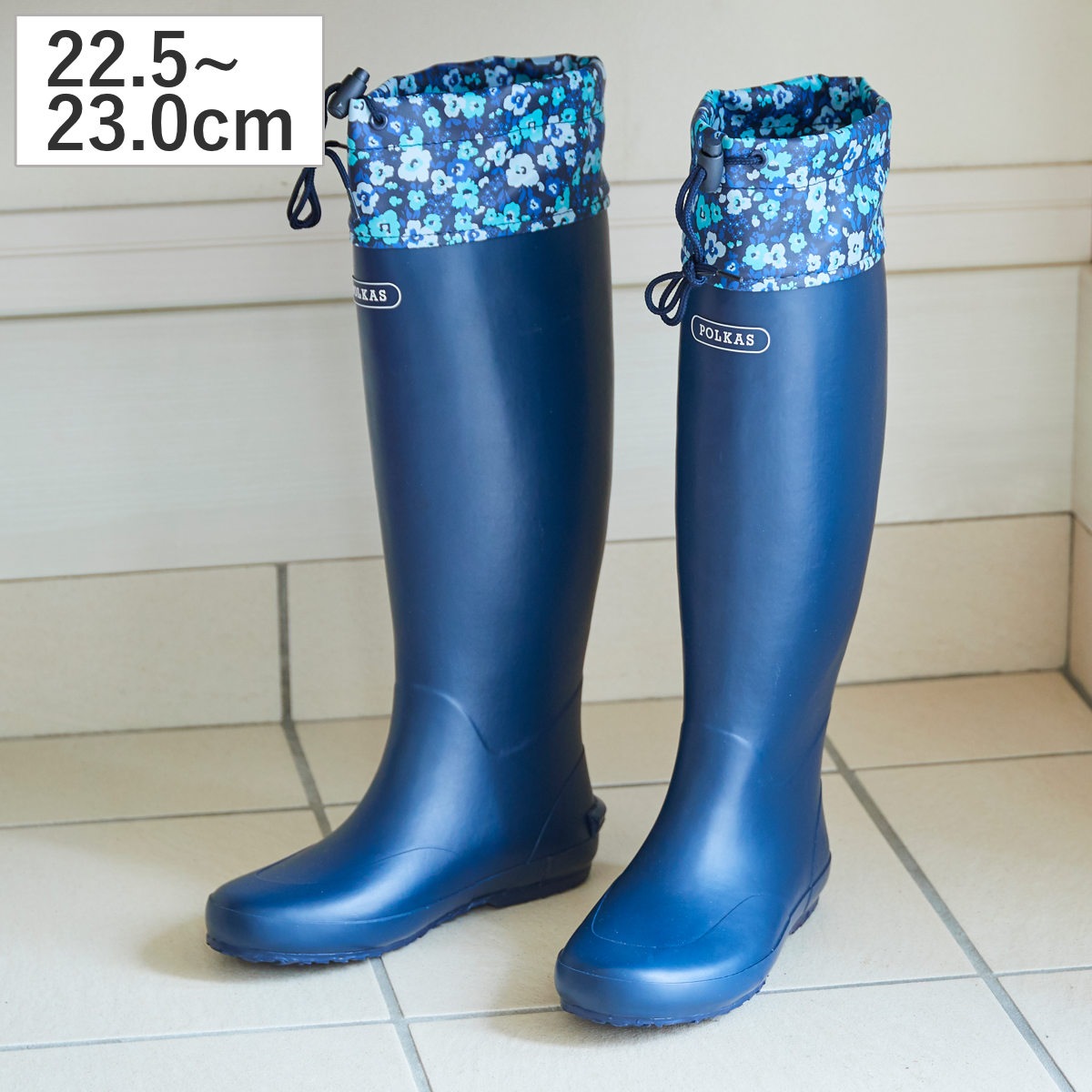 レインブーツ 折りたたみ可能 たためるレインブーツ POLKAS 収納袋付き レインシューズ 雨靴 携帯用 ロング丈 折りたたみ ながぐつ コンパクト 携帯 持ち運び レイングッズ レディース
