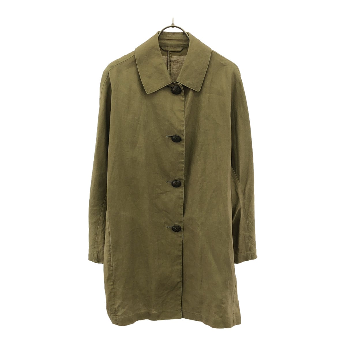 英国製 リネン100％ ステンカラーコート 34 ブラウン レディース 古着 9,475円
