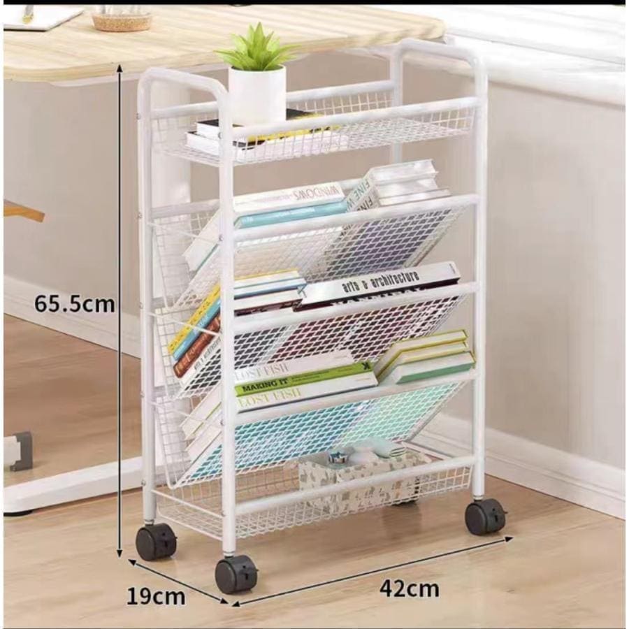 【送料無料】【2個で200円引き】収納ワゴン ブックスタンド キャスター付き 本立て 本棚 大容量 収納ラック 斜め棚 仕切り オフィス ファイル スリム 隙間収納トローリー