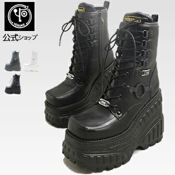 【公式SHOP特典キズ補修液付】 ヨースケ 厚底スニーカー レディース レースアップブーツ スクエアトゥ 13cm 厚底ヒール