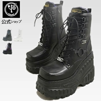 【公式SHOP特典キズ補修液付】 ヨースケ 厚底スニーカー レディース レースアップブーツ スクエアトゥ 13cm 厚底ヒール
