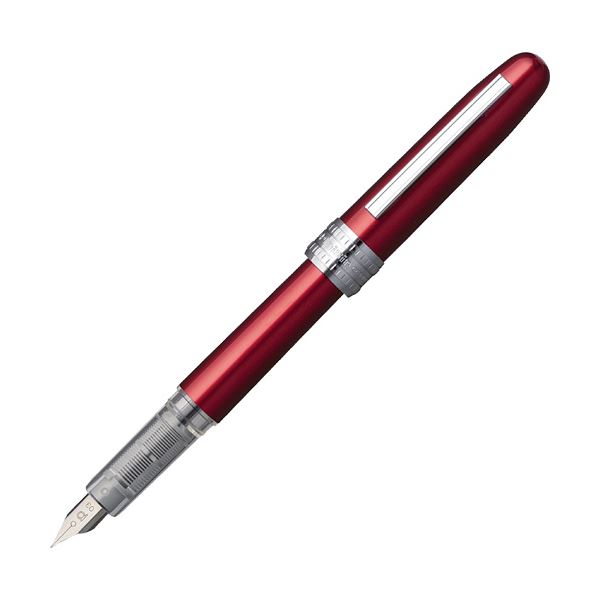 （まとめ） プラチナ 万年筆 プレジール #70レッド 細字（化粧箱入） PGB-1000#70-2 1本 (×5セット)