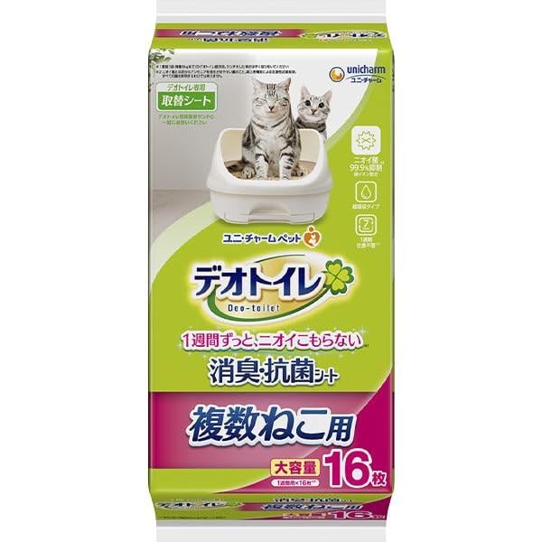 【ケース販売】デオトイレ 複数ねこ用消臭・抗菌シート 16枚×6袋