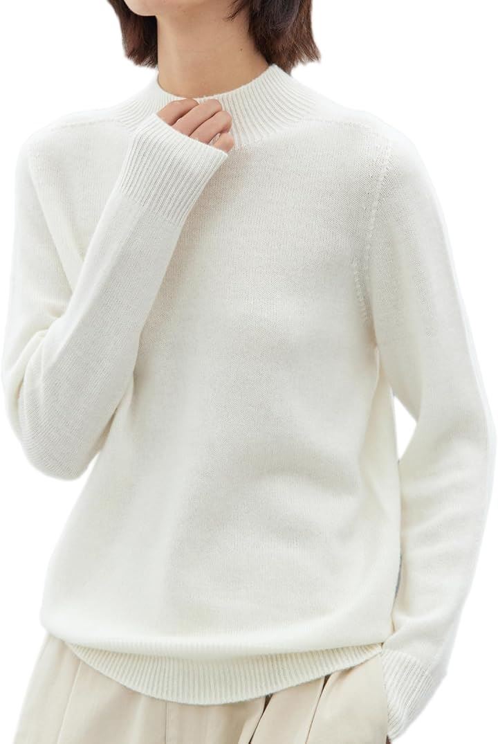 レディース ニット ハイネック 長袖 メリノウール ウール100％ シンプル 無地 普段使い 秋 冬 JP アルファベット(ホワイト, S) 5,253円