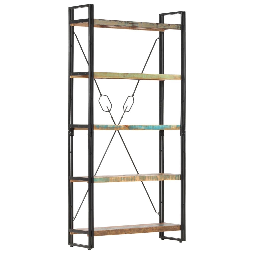 5段 書棚 90x30x180cm 無垢の再生木材