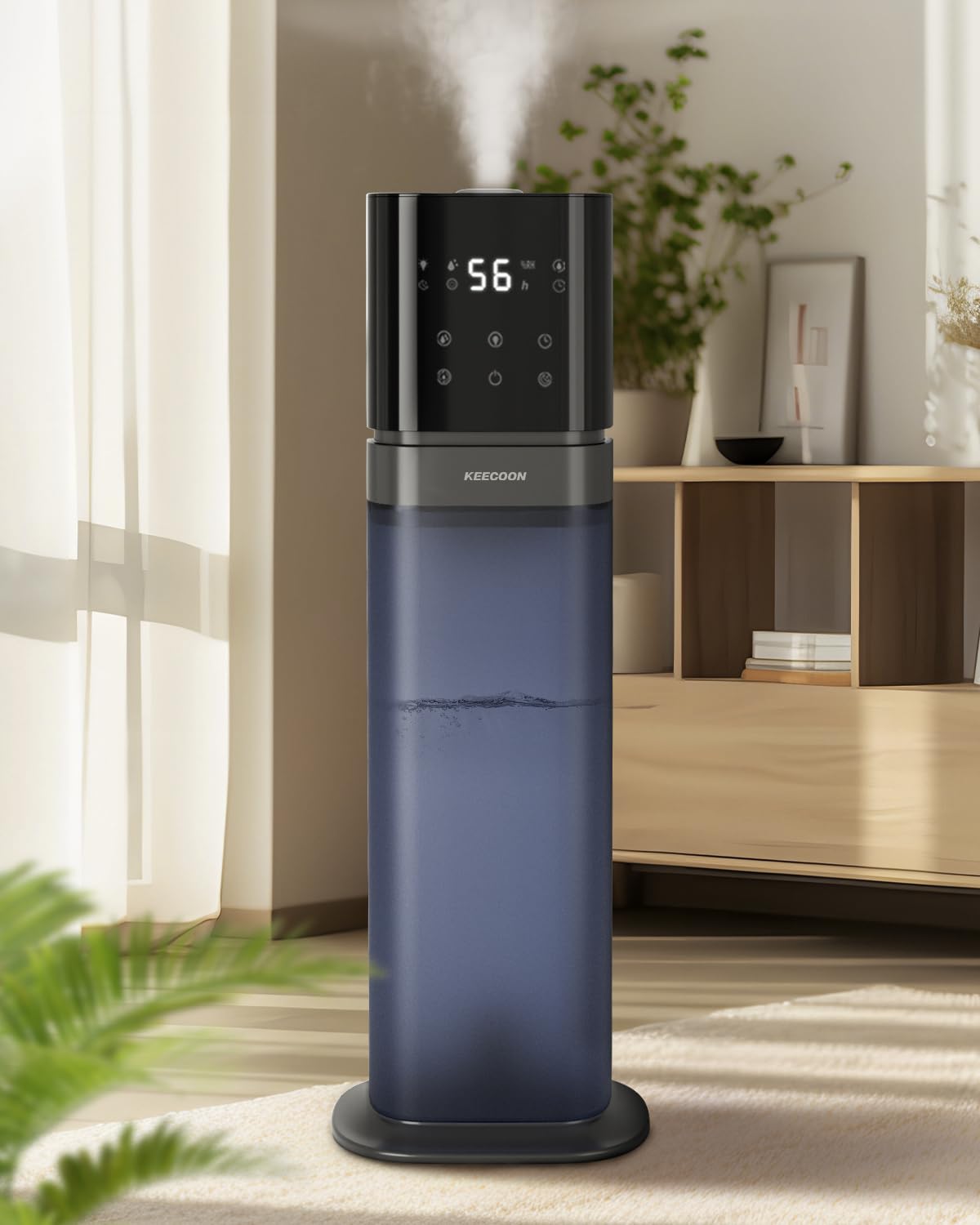 KEECOON 加湿器 大容量 超音波 アロマ加湿 器. 事務所/家庭用/業務用加湿器 8L 透明タンクタワー型 自動湿度調整 睡眠モード 空気清浄機能 液晶パネル 6段階加湿量調節可 静音稼働 省エ