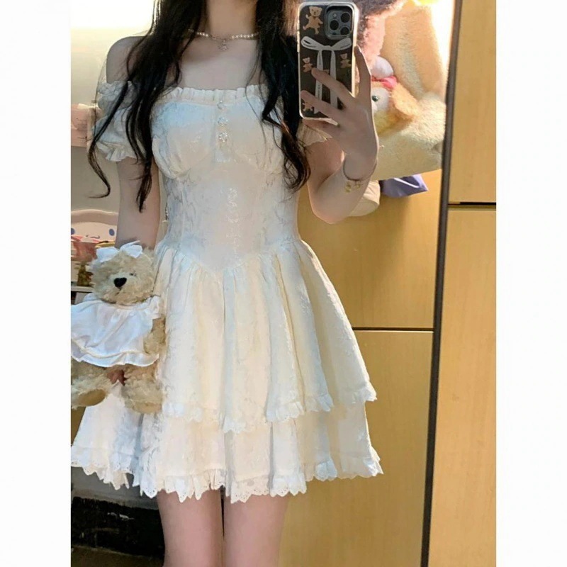純粋な欲望スタイルの白いスカートウエストプリンセスドレスセクシーな初恋ショートスカートスリムホワイトムーンライト