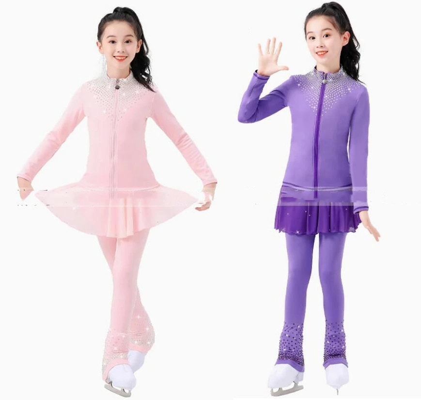 スケートウエア アイスフィギュアスケート 女子 アイススケート 上着 ズボン 2点セット アイスダンス スケート 練習着 トレーニング スポーツウェア フィギュアスケート衣装 ストレッチ 競技 ステー