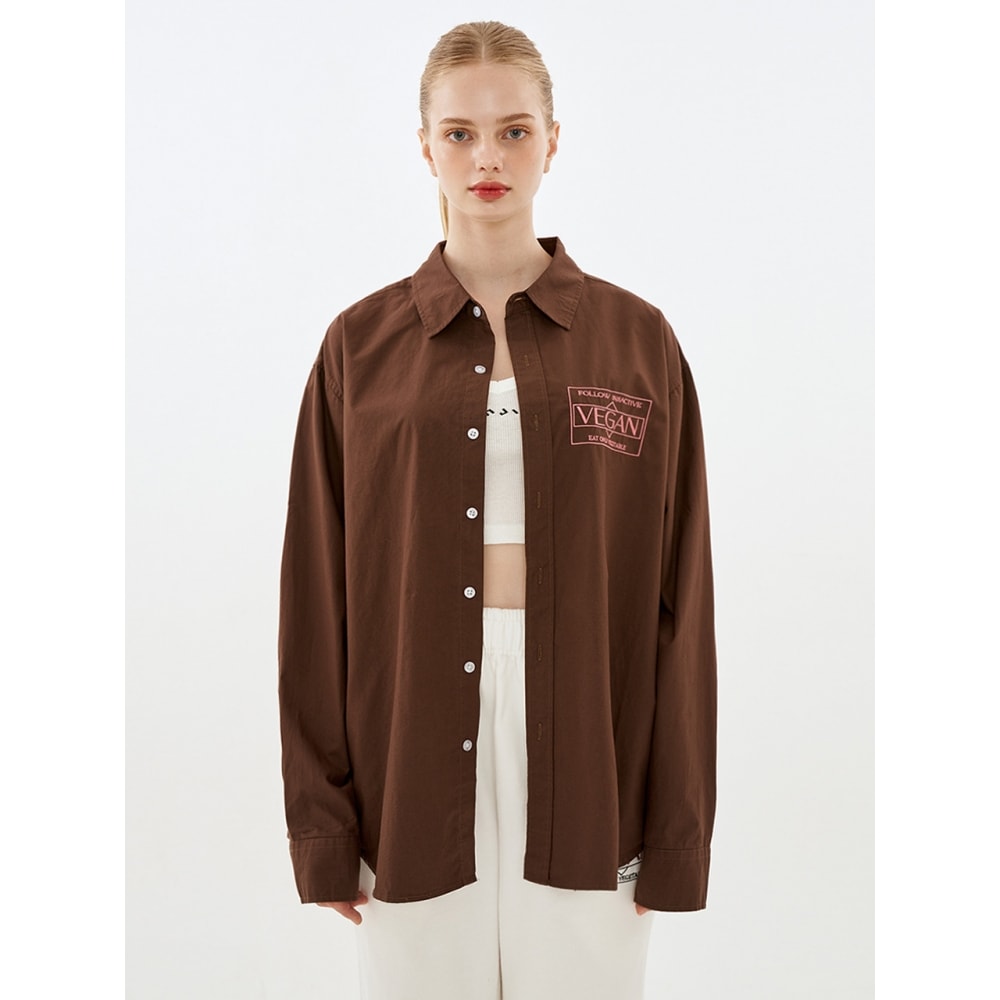 INJIACTIVE VEGAN OVERSIZED SHIRT ブラウン