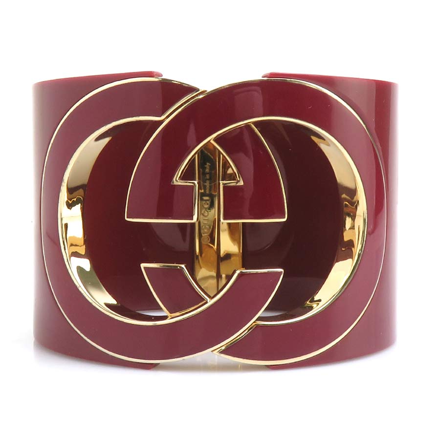 グッチ GUCCI バングル インターロッキングG プラスチック ボルドー レディース r11229a