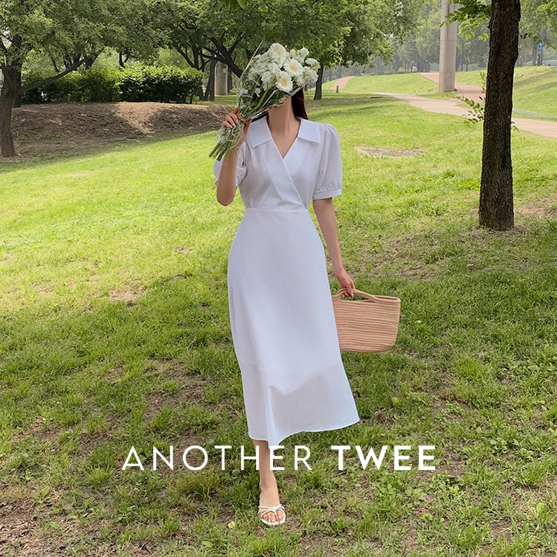 [top0568] 韓国ファッションカラパフラップワンピース