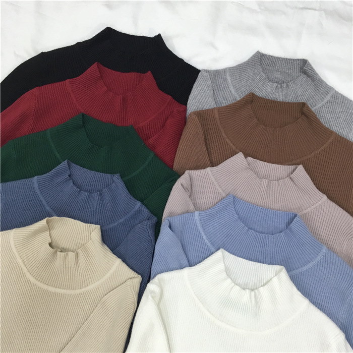 45678(韓国ファッション)大人可愛い♪ハーフハイネックストライプ 長袖セーター タートルネックトップ 45678(韓国ファッション)大人可愛い♪ハーフハイネックストライプ 長袖セーター タートルネックトップ
