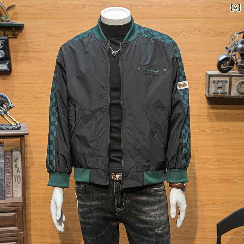 メンズ ファッション ジャケット 春秋 スタンドカラー 薄手 涼しい スタジャン トレンド カジュアル トップス