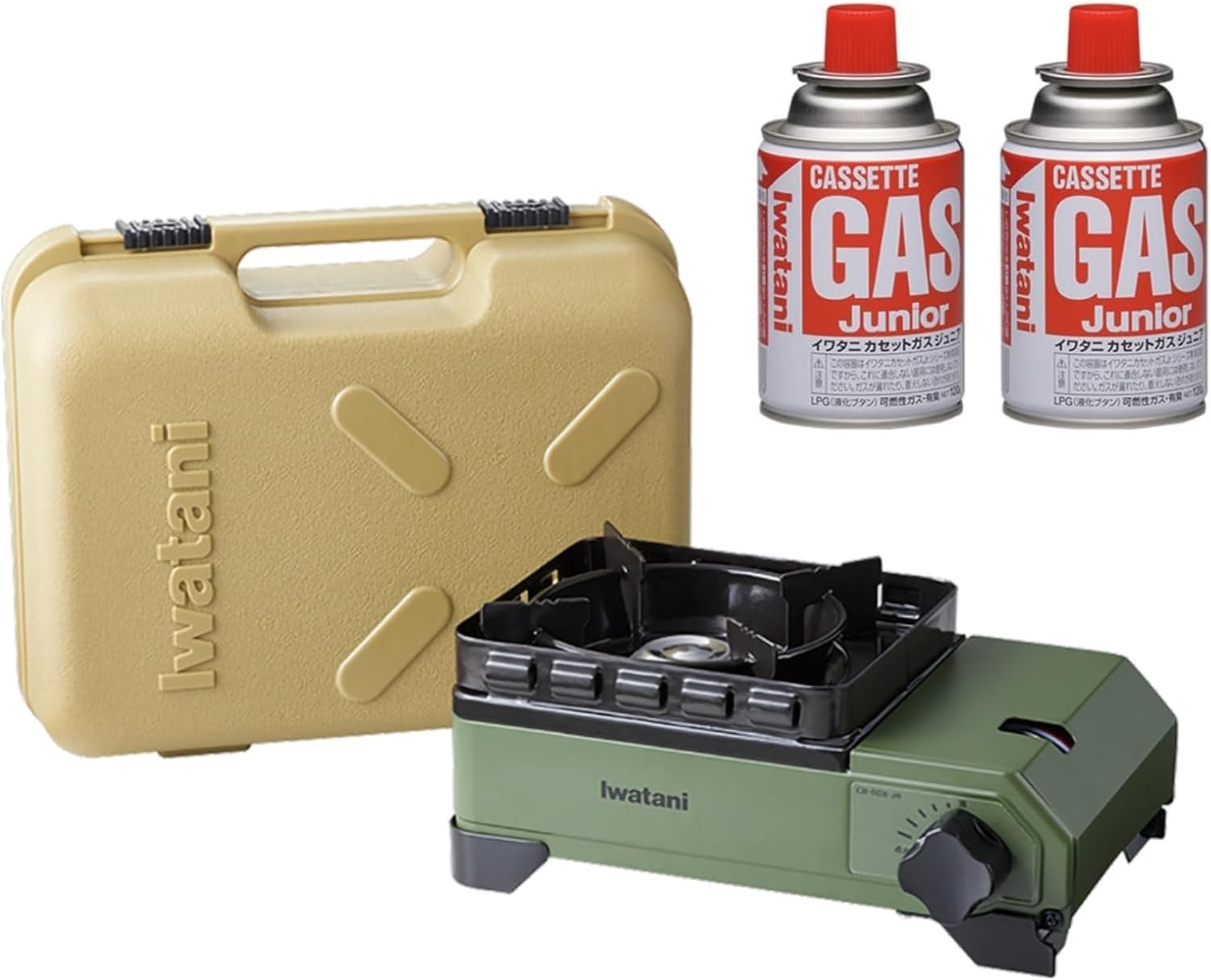 【セット商品】イワタニ Iwatani 岩谷 カセットフー タフまるジュニア CB-ODX-JR オリーブ ケース付き + ジュニアガス2Pセット