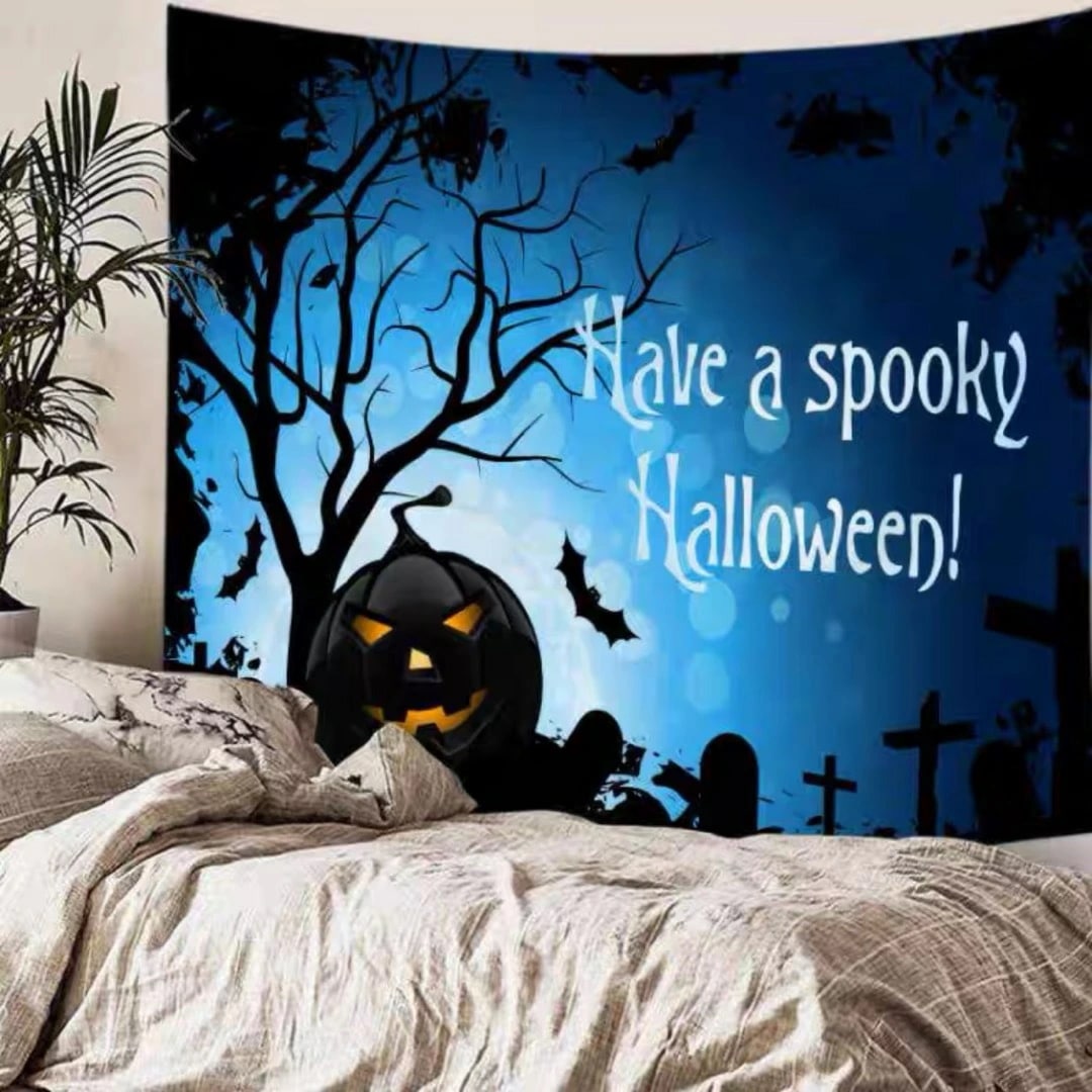 A060412タペストリー ハロウィン カボチャ布ポスター 窓 壁面装飾 壁掛け飾り 背景布