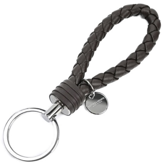 BOTTEGA VENETA 113539-V001D-2113 INTRECCIATO NAPPA KEY RING ボッテガヴェネタ イントレチャート ナッパ キーリング ロゴプレート付 ブラウン