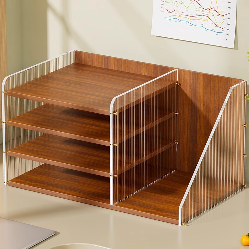オフィスデスクシェルフマルチレイヤーアクリルステーションディスプレイディスプレイシェルフ学生学習デスクブックストレージキャビネット