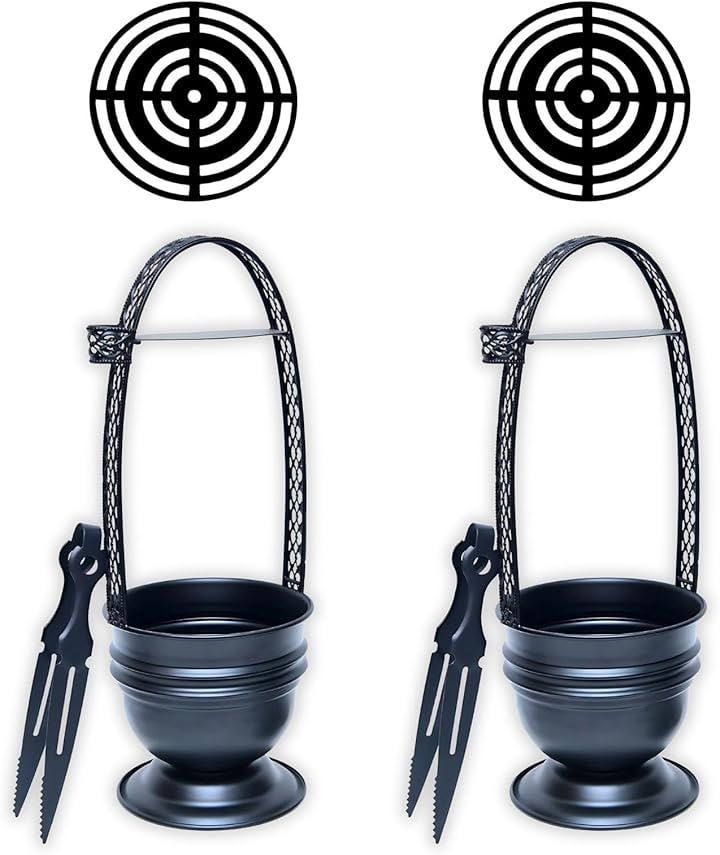 シーシャ 炭入れ 持ち運び 携帯用 チャコール バスケット トング付 金属製 ホルダー 木炭(ブラック, 2個) 5,551円