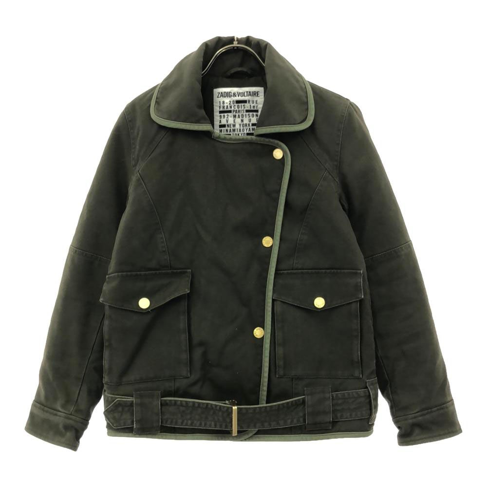 コットンジャケット XS カーキ 裏キルティング レディース