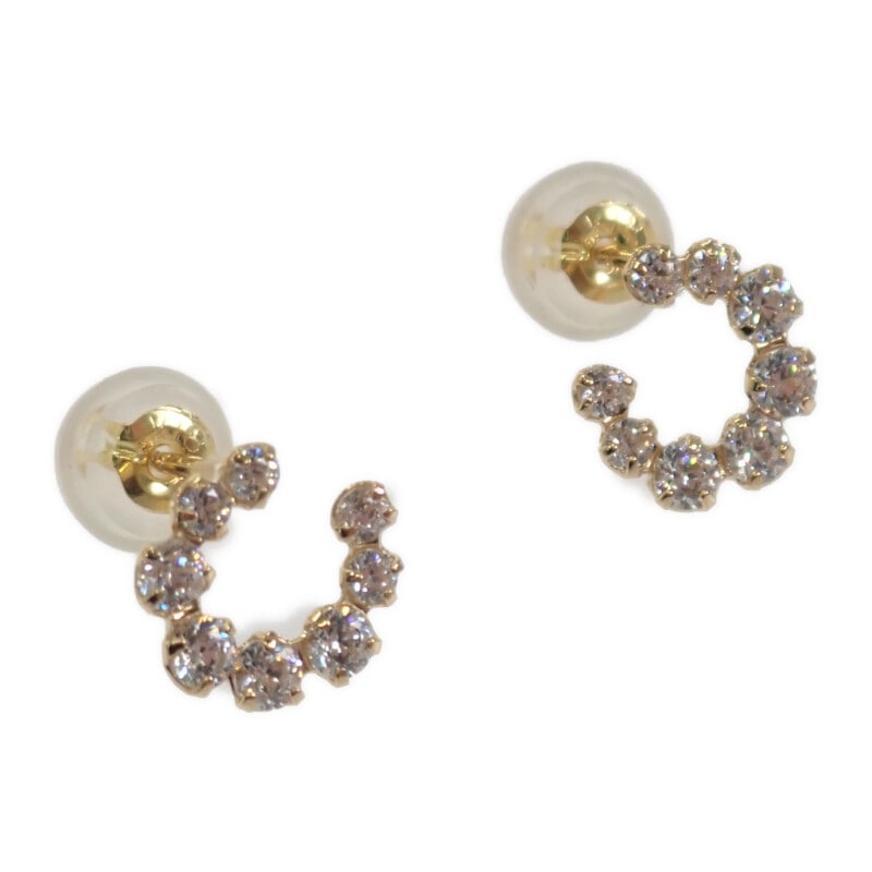 K18YG デザインジュエリー スワロフスキージルコニア ピアス K18イエローゴールド キュービック・ジルコニア レディース【Aランク】