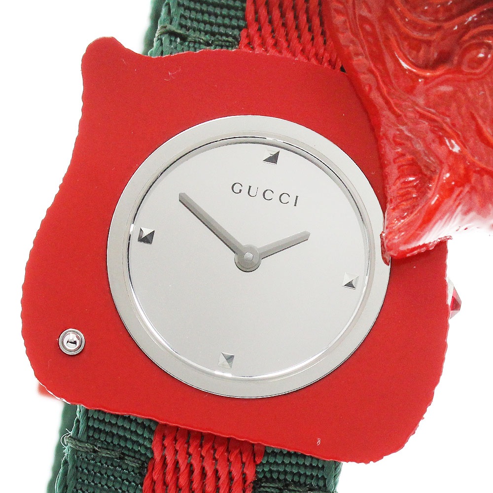 グッチ GUCCI 146.4/YA146409 ル・マルシェ・デ・メルヴェイユ シークレット タイガー クォーツ レディース 美品 _957234【中古】
