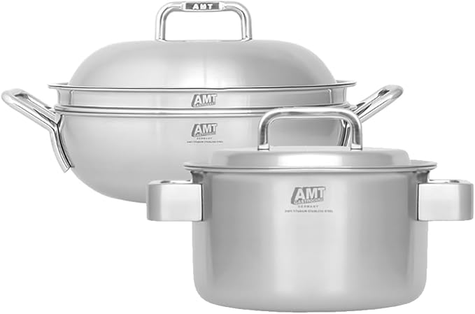 AMT 316TI 5層ステンレススチール パーティー用中華鍋28cmと両手鍋24cm[並行輸入品]