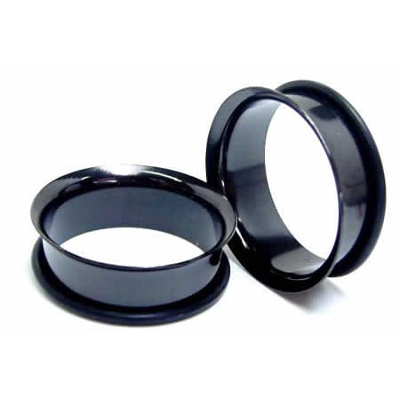 ボディピアス 26mm ブラック シングルフレアアイレット ステンレス 黒色 26ミリ ラージホール ゴム Oリング キャッチ 片側 大きい 広い 定番 シンプル 筒型 bk-fe26xxxxxx