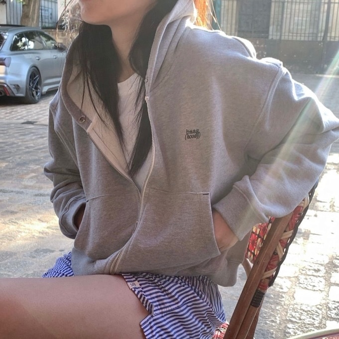 a zip-up hoodie grey/ネイビー