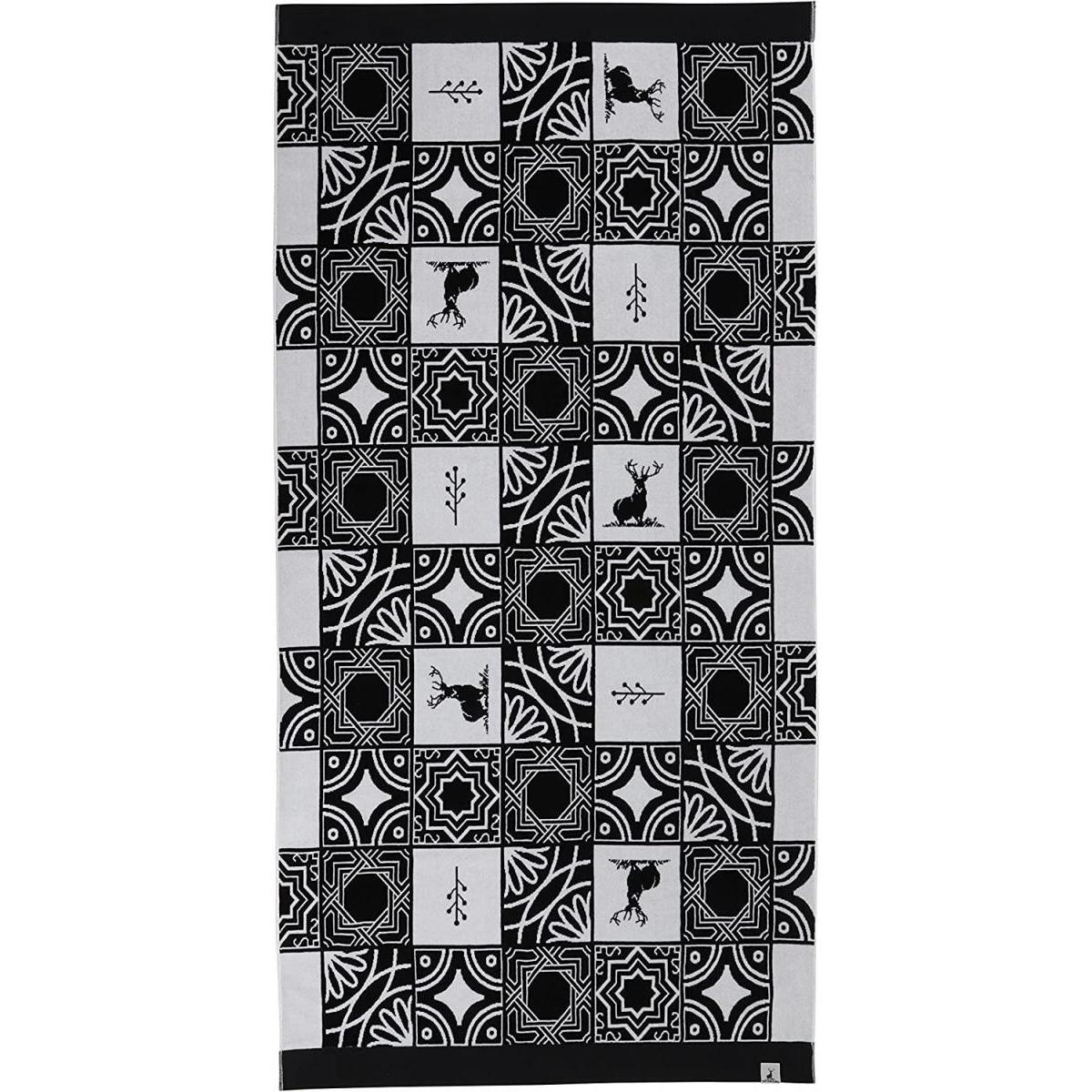 キャプテンスタッグ 大判タオル 180×100cm 綿100% UD-75 モロッカンタイルパターン カバー ラグ ブランケット ビーチ CAPTAIN STAGcm　裏貼