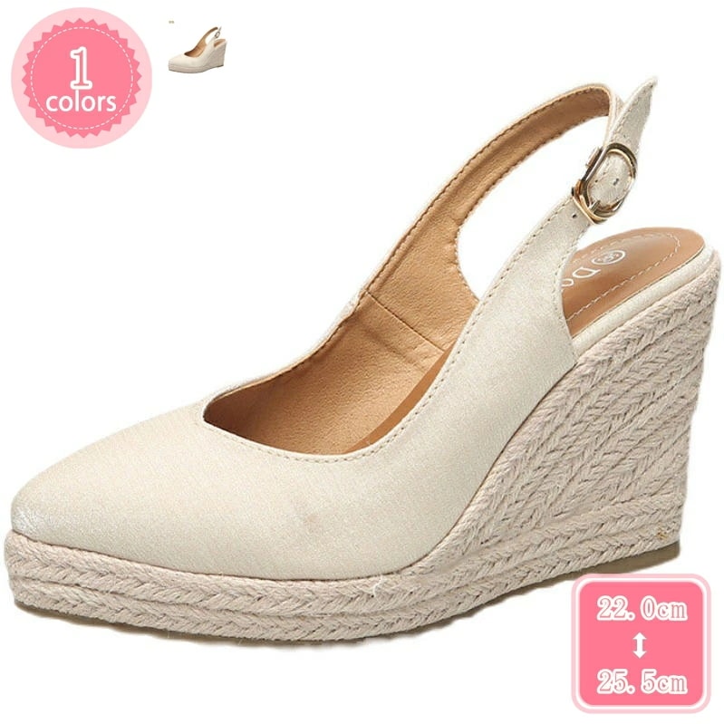 1000円OFFクーポン サンダル シンプル 大人カジュアル ポインテッドトゥパンプス 厚底ウェッジ 麻 バックベルト 夏 サマー ウエッジソール 厚底 バックストラップ コンフォートシューズ ジュー 12,847円