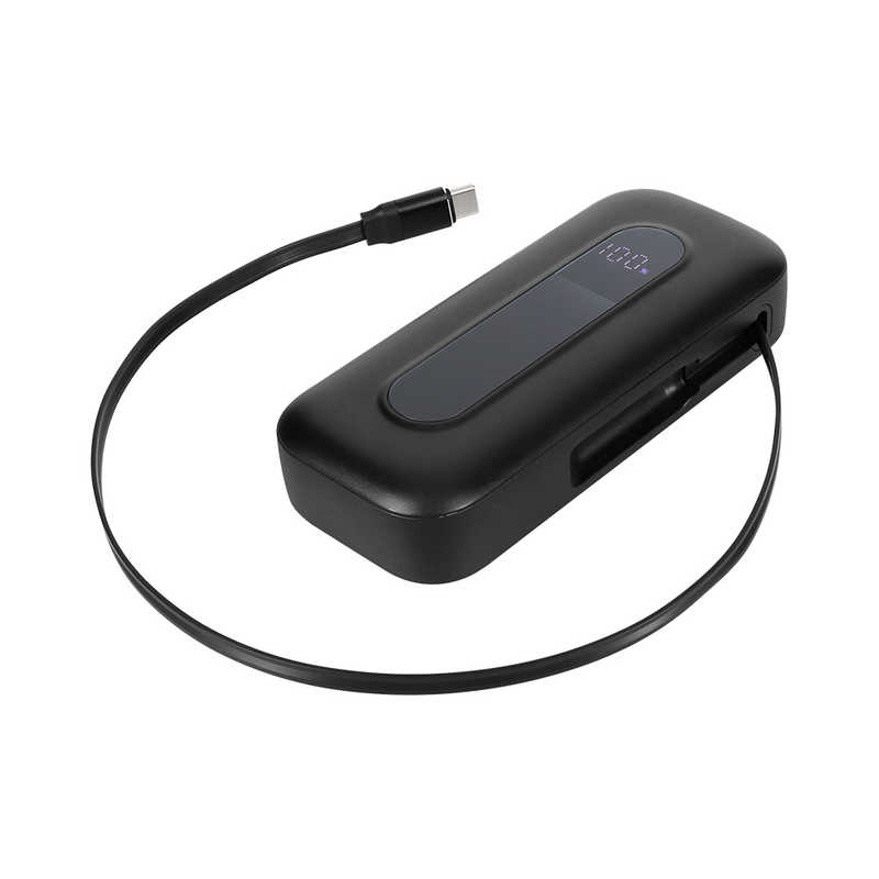 OWLTECH　10000mAh Type-C コードリール付モバイルバッテリー ［USB Power Delivery対応］ ブラック　OWL-LPB10021CR-BK