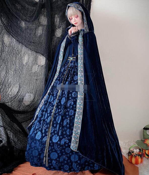 女王 宮廷 皇后コスプレハロウイン　女性コスプレ衣装 ドレス＋マントコスムCOS ワンピース イベント文化祭マキシ丈ドレス コスプレ衣装cosplay 仮装コスム ハロウィン衣装 変身衣装