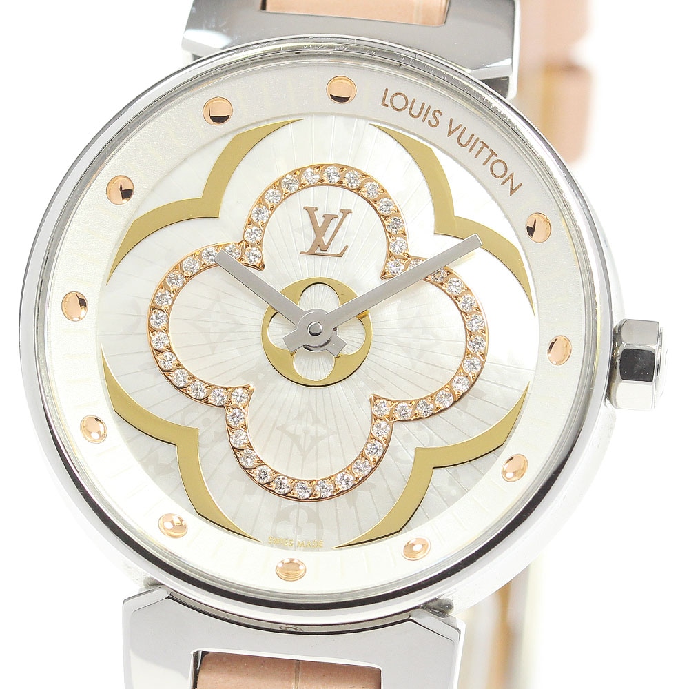 ルイ・ヴィトン LOUIS VUITTON QA017 タンブール ムーンディヴァインPM ダイヤモンド クォーツ レディース 良品 箱・保証書付き_867020【中古】 123,450円