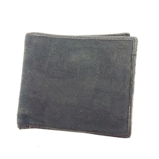 二つ折り財布 GGキャンバス ブラック 中古