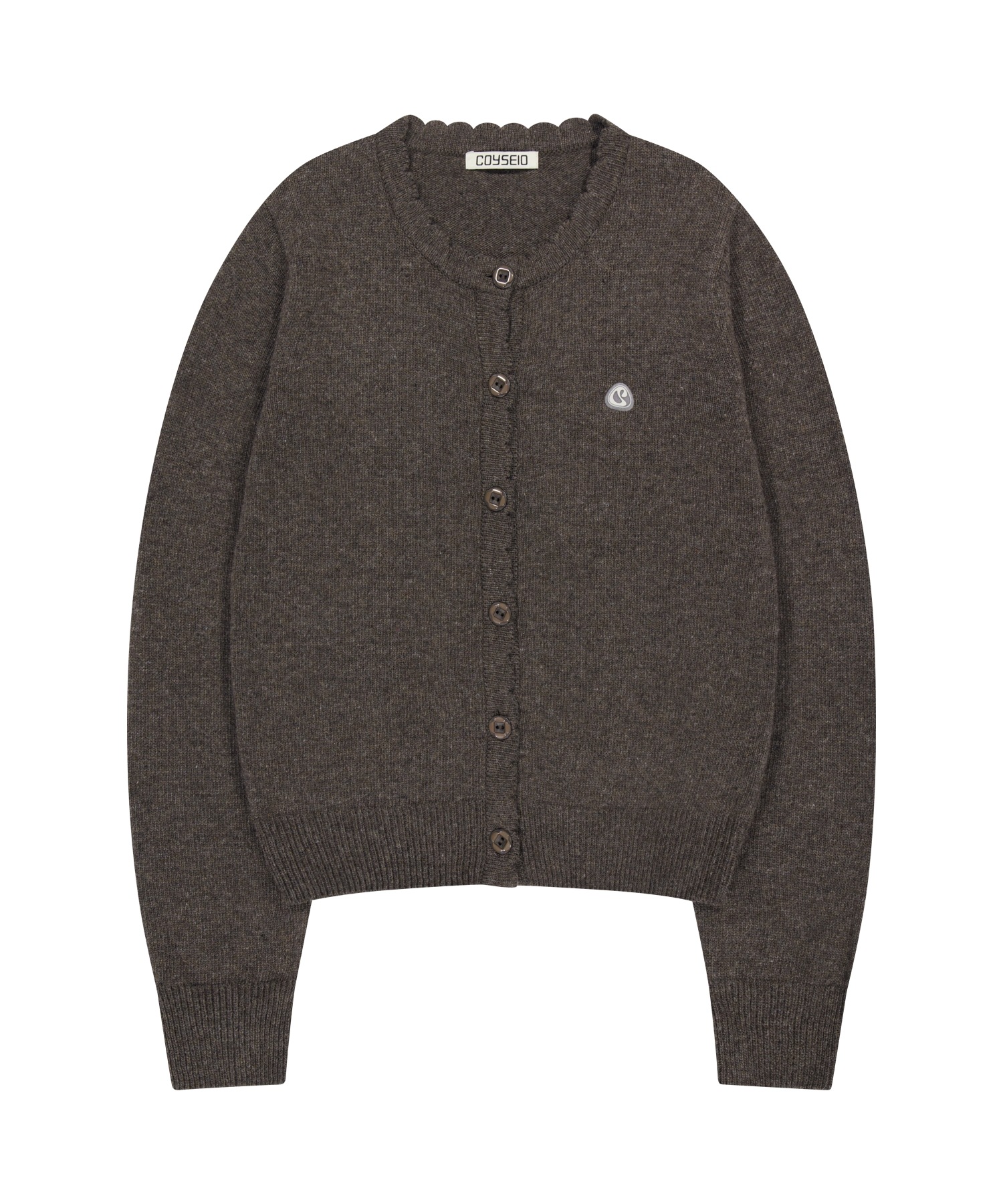 【COYSEIO】 FLOWER BUTTON CARDIGAN : BROWN