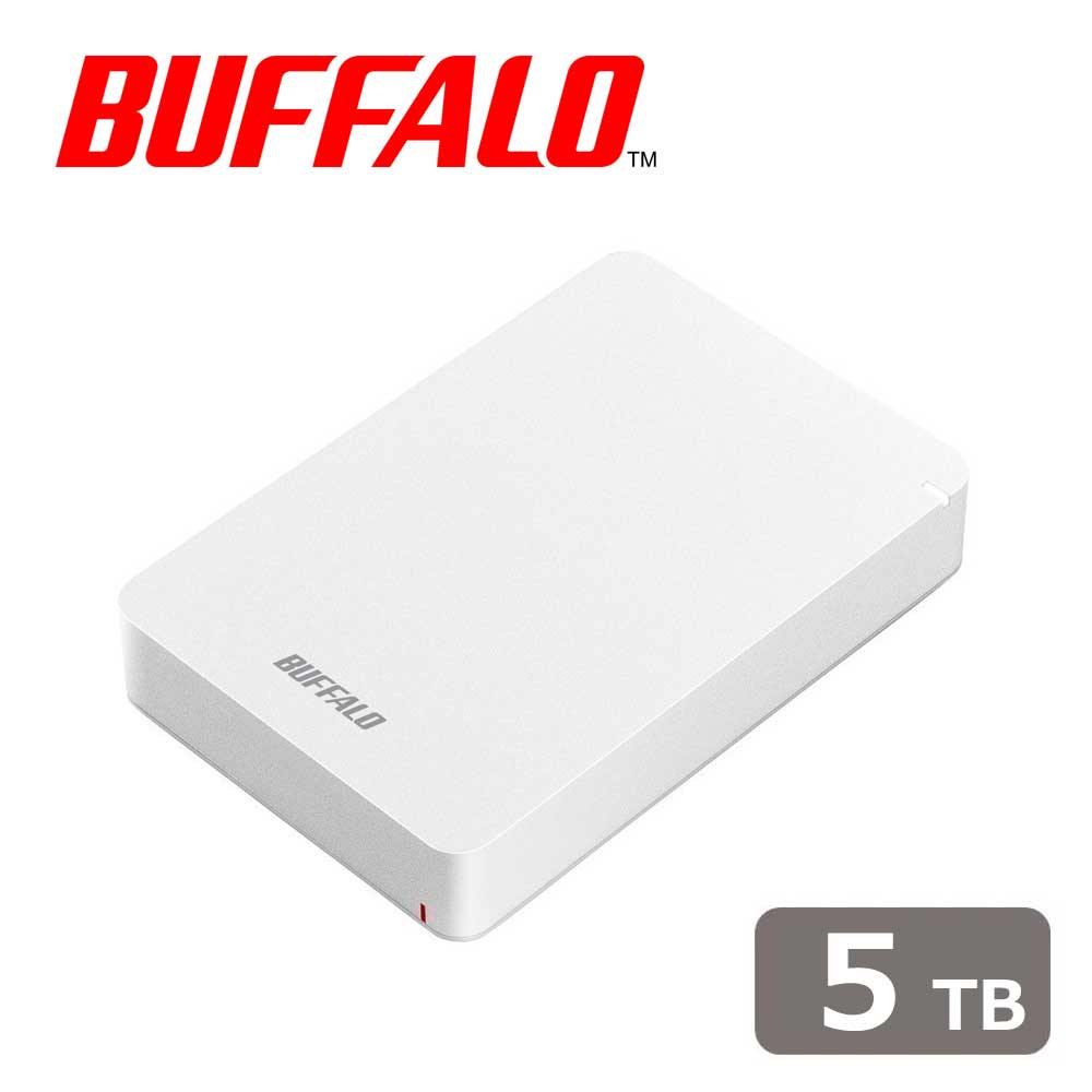 バッファローBUFFALO USB 3.1(Gen 1)/3.0/2.0対応 ポータブルハードディスク 5TB（ホワイト） HDPGF50U3GWHA