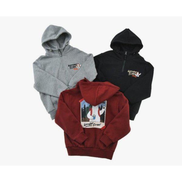 裏起毛ペンギンクマハーフネックパーカー