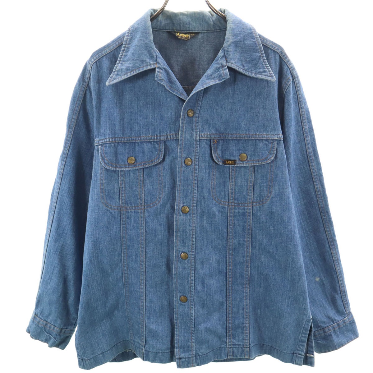 70s USA製 ヴィンテージ デニムジャケット L ウォッシュブルー ジージャン メンズ 古着