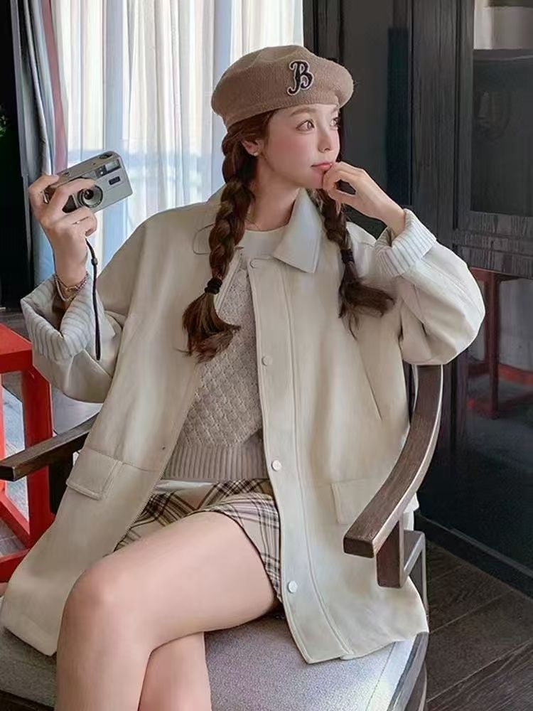 福袋2025大人気 韓国系の服のコートの女性の春の新型の高級感のカジュアルな揚げた街の皮の服のジャケット 4,626円