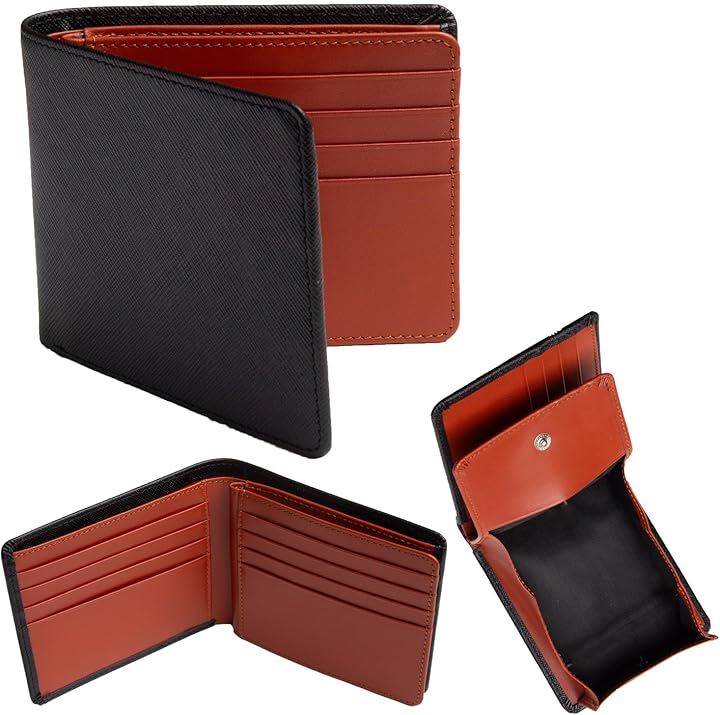 財布 メンズ 2つ折り BOX型小銭入れ 二つ折り メンズ財布 本革 大容量 カード 二つ折り財布(２．ブラウン)