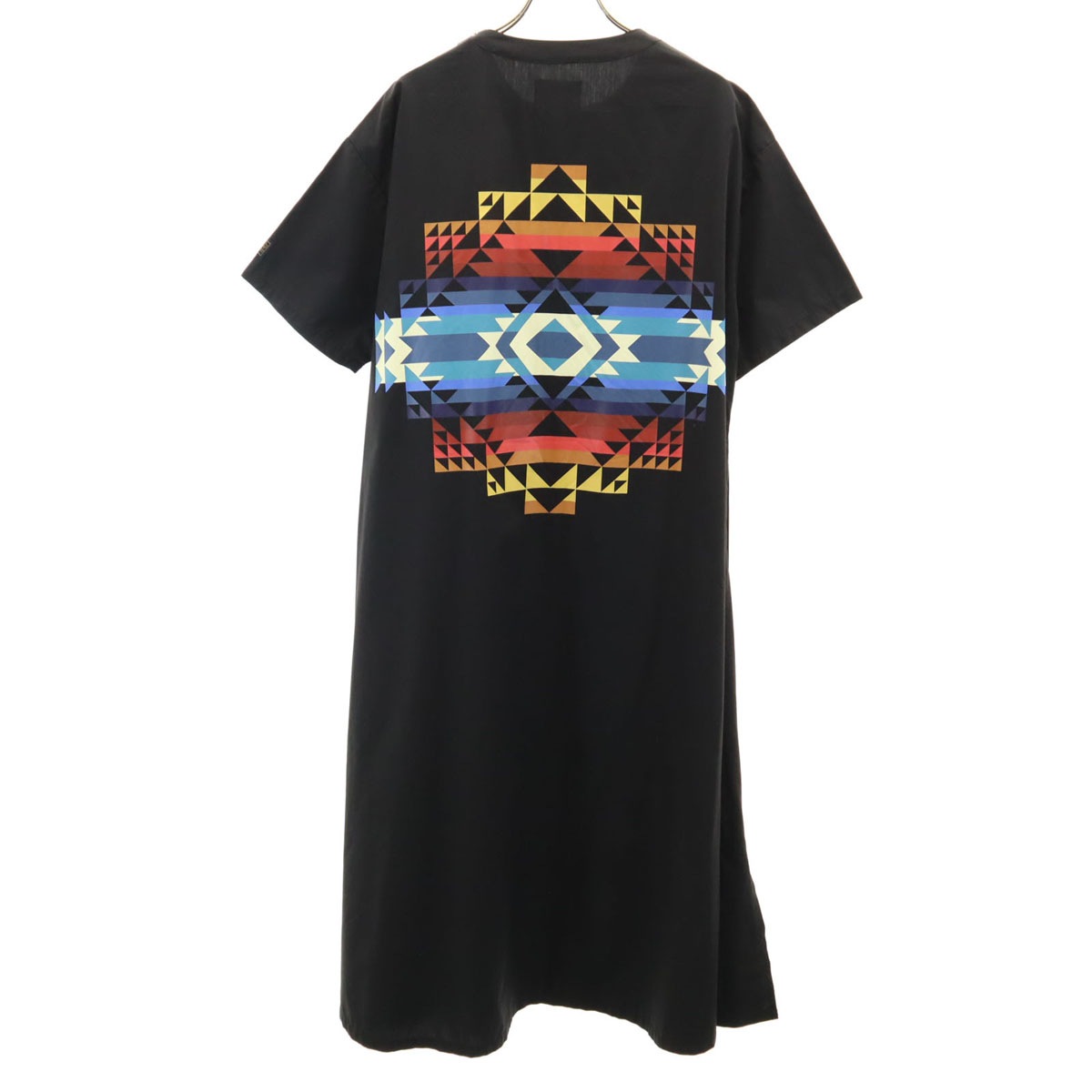ペンドルトン PENDLETON 別注 ネイティブ柄 バックプリント 半袖 ロングワンピース F 黒 レディース 古着