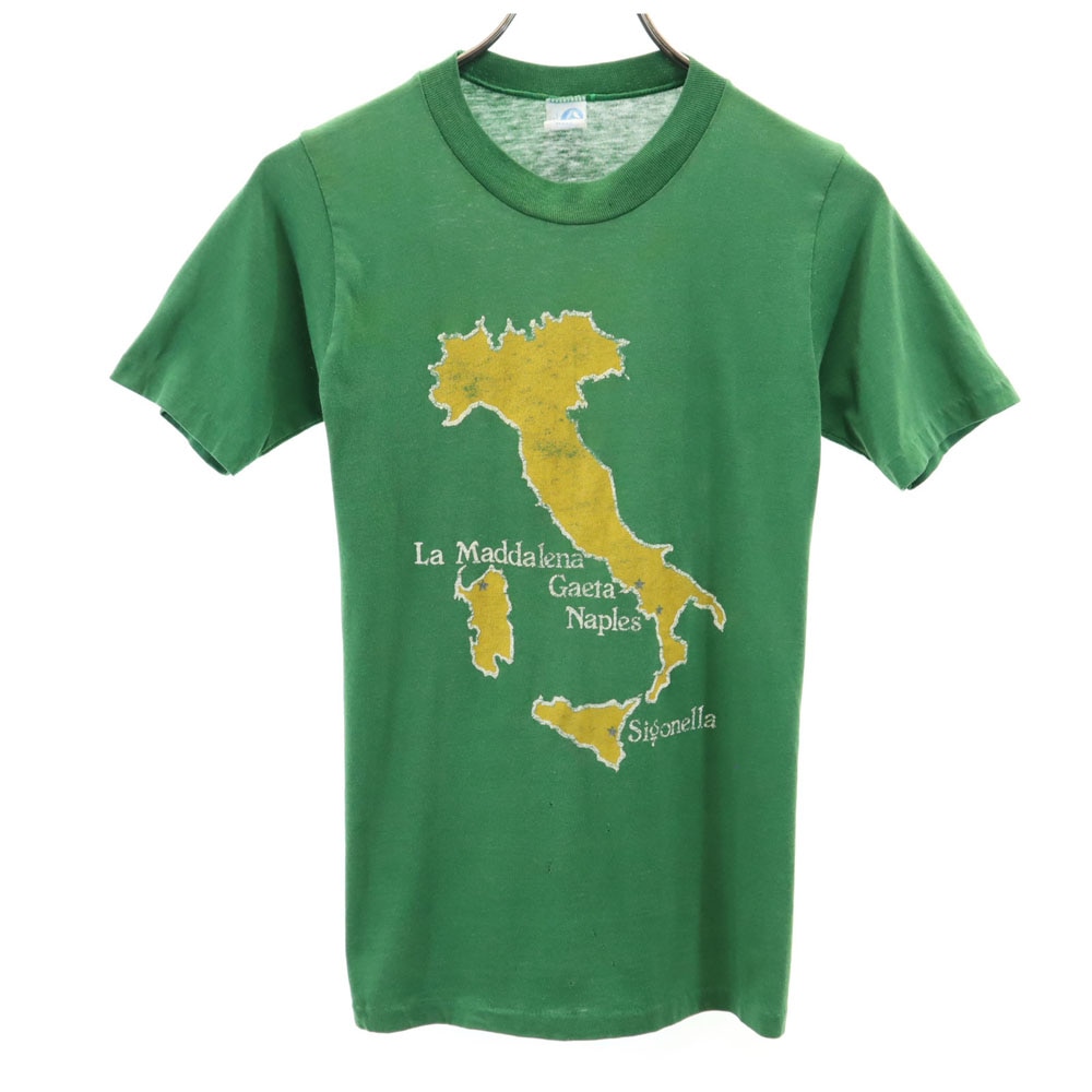 アルテックス 70s 80s USA製 ヴィンテージ プリント 半袖 Tシャツ S グリーン ARTEX メンズ