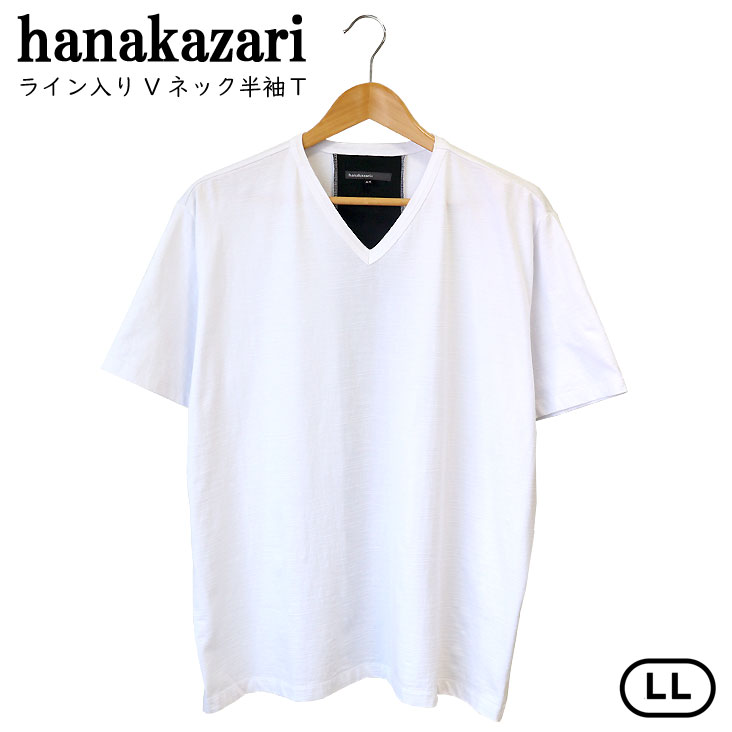hanakazari ハナカザリ ライン入り Vネック半袖Ｔ 通気性 伸縮性 薄手 透け感 清涼感 メンズ 男性 レディース 女性 配色 カジュアル 春夏 かっこいい 個性的 0120-27506